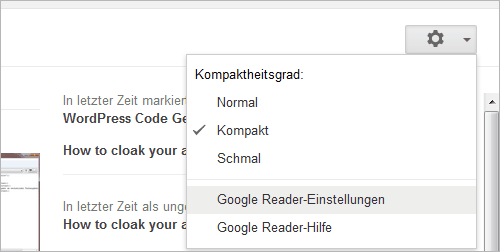 Einstellungen von Google Reader