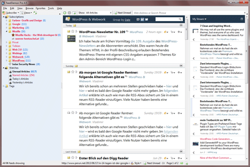 Abbildung von FeedDemon: klicke um das größere Bild aufzurufen