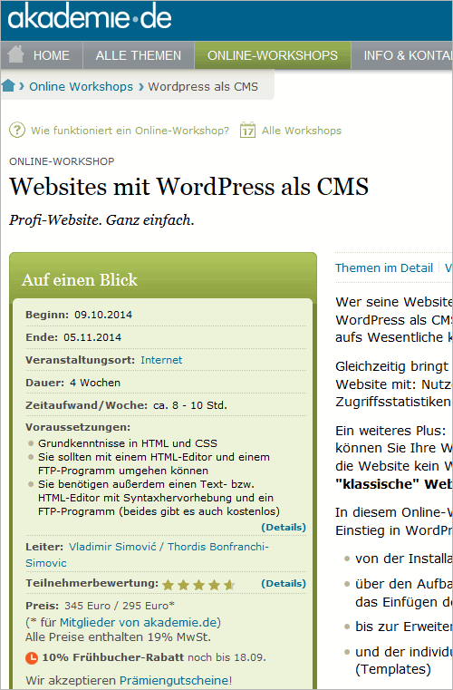 WordPress als 'klassisches' CMS