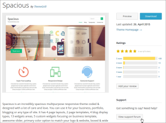 Link zum Support-Forum eines Freien WordPress-Themes