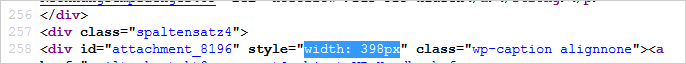 WordPress: Captions mit fester Breite