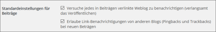 Optionen für die Ping- und Trackbacks (WordPress Diskussionseinstellungen)