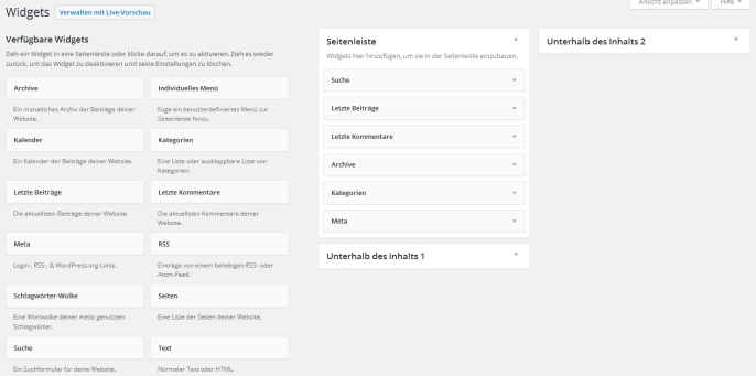 Der Widgets-Bereich