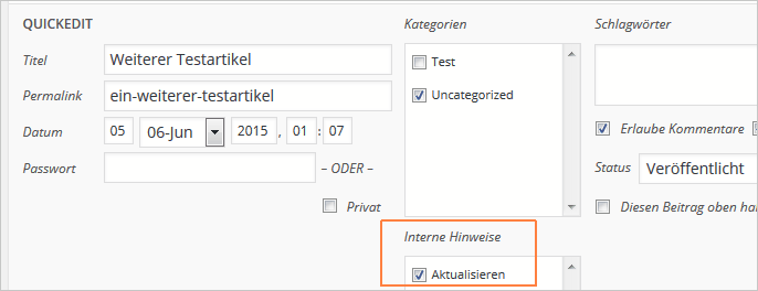 WordPress: individuelle Taxonomie im Quickedit