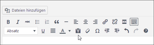 WordPress-Button "Als Text einfügen"
