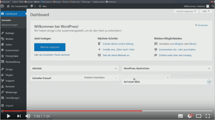 Screencast: Boxen im Dashboard von WordPress anordnen