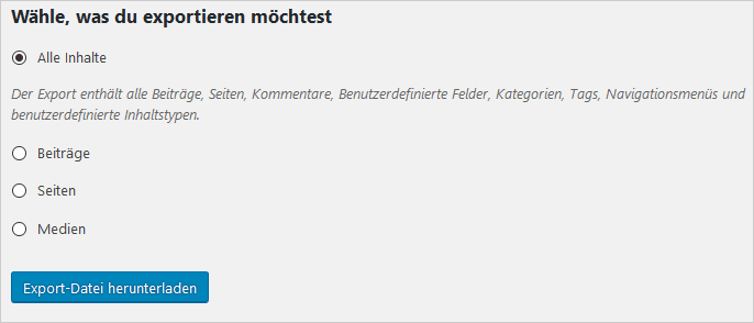 WordPress exportieren