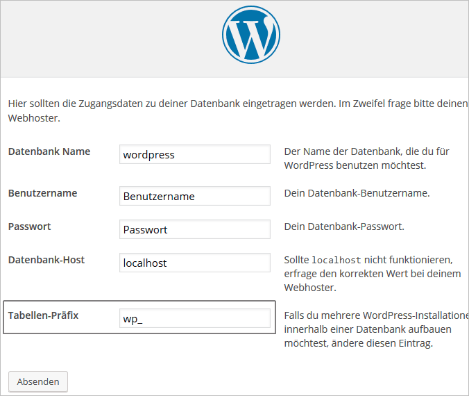 WordPress-Installation: Tabellenpräfix ändern