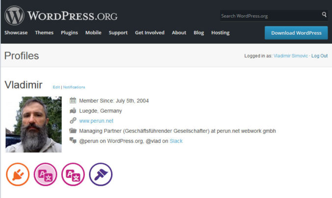 Mein Profil auf WordPress.org