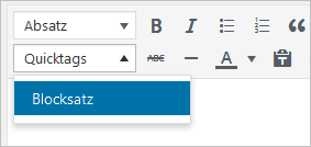 Der neue Quicktag-Button "Blocksatz"