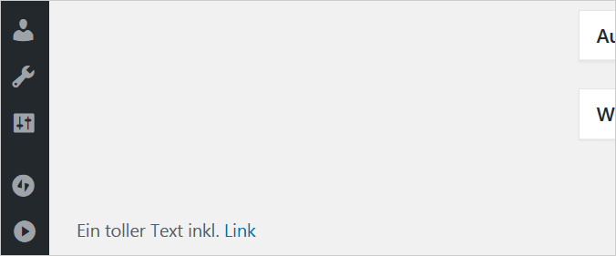 Angepasster Text in der Fußzeile des Adminbereiches von WordPress