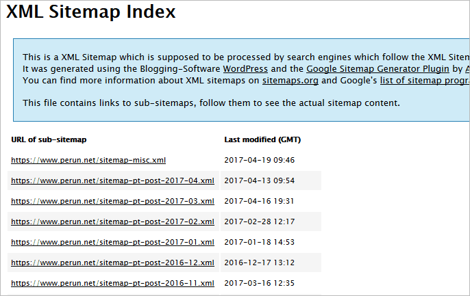 xml-Sitemap im Browser