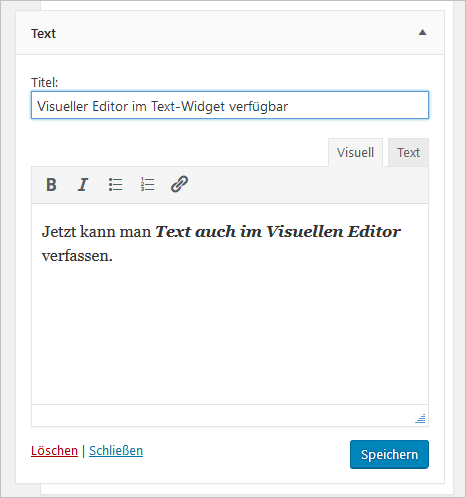 Text-Widget mit visuellem Editor