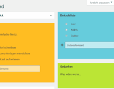 Notizen, Ideen, Checklisten im Dashboard von WordPress