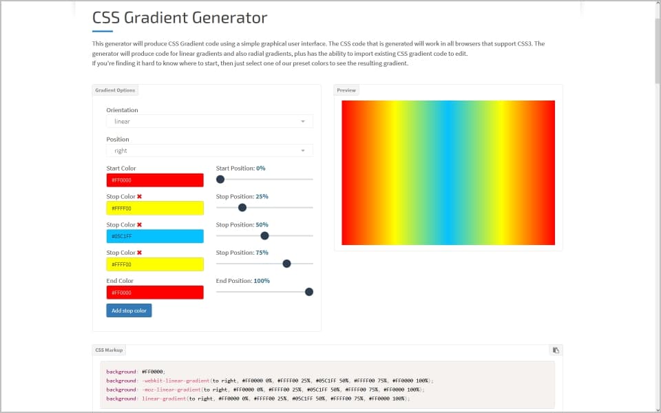 CSS-Generator für Hintergrund-Farbverläufe