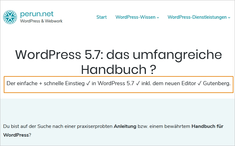 WordPress-Auszug auch auf Seiten