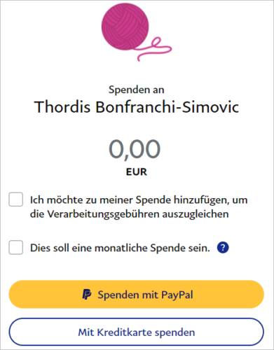 Paypal-Spendenfenster