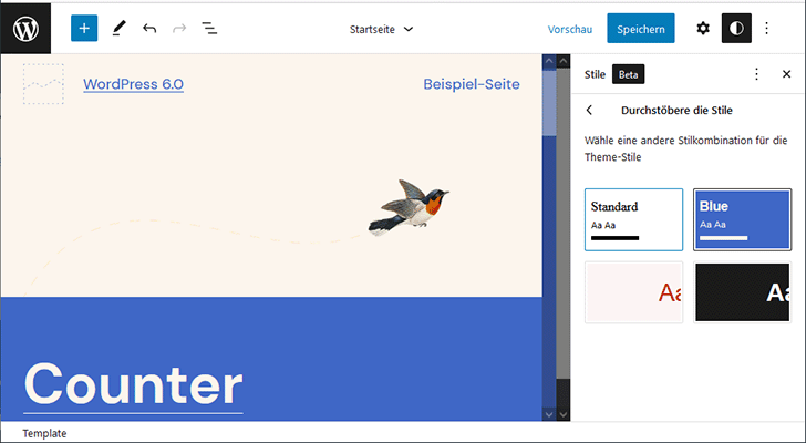 WordPress 6.0: Stile wechseln