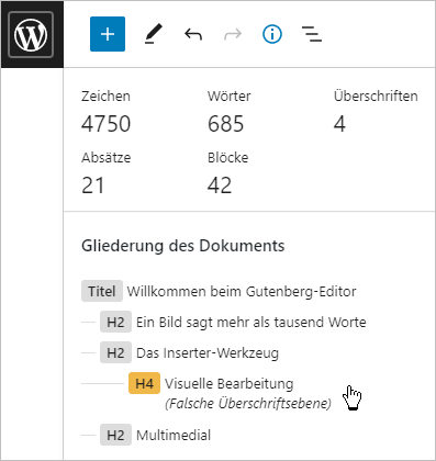 WordPress: Details über den Artikel im Block-Editor