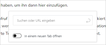 WordPress: Das Fenster zum Einfügen der Links