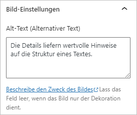 Alt-Texte werden von Screenreadern anstelle des Bildes vorgelesen.