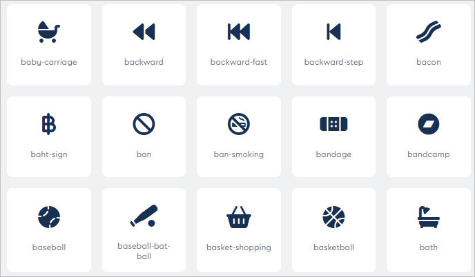 15 verschiedene Font Awesome-Icons als Beispiel