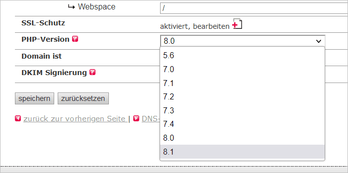 PHP-Version bei all-inkl.com wechseln