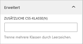 Screenshot: Zusätzliche Klasse einem Block zuweisen.
