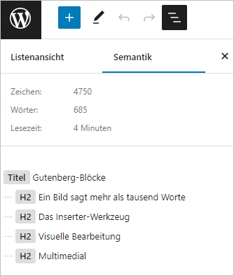 Neu strukturierte Dokumentenübersicht in WordPress 6.2