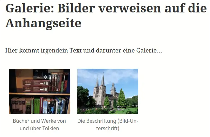 Screenshot: Bilder-Anhang-Seite in WordPress