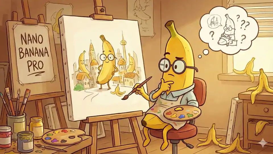 Symbolbild: Nano Banana denkt nach und zeichnet ein Bild